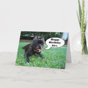 Happy Birthday Alex French Bulldog Card