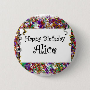 Happy Birthday Alice 6 Cm Round Badge