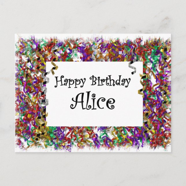 Happy Birthday Alice Postcard (Front)