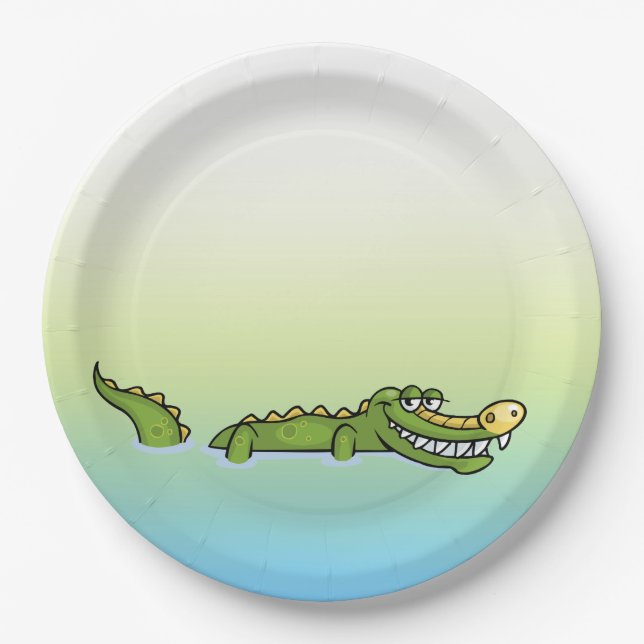 Happy Birthday Alligator Paper Plate (Front)
