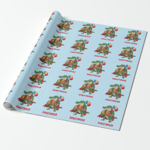 Happy Birthday Alligator Superhero Birthday Party Wrapping Paper
