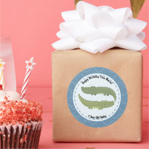 Happy Birthday Alligators Crocodiles Together Classic Round Sticker