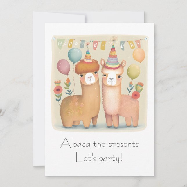 Happy Birthday Alpacas Birthday Card (Front)