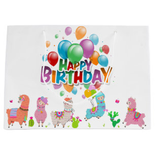 Happy Birthday Alpacas Large Gift Bag