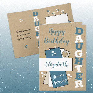 Happy Birthday amazing Daughter blue rustic Card