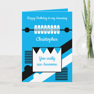 Happy Birthday amazing grandson blue Card