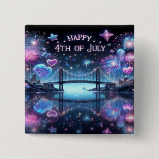 Happy Birthday America 15 Cm Square Badge