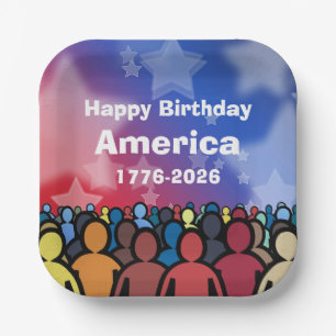 Happy Birthday America 1776 to 2026 Paper Plate
