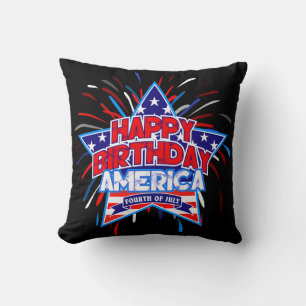 Happy Birthday America 4th July Independence BLACK Cushion