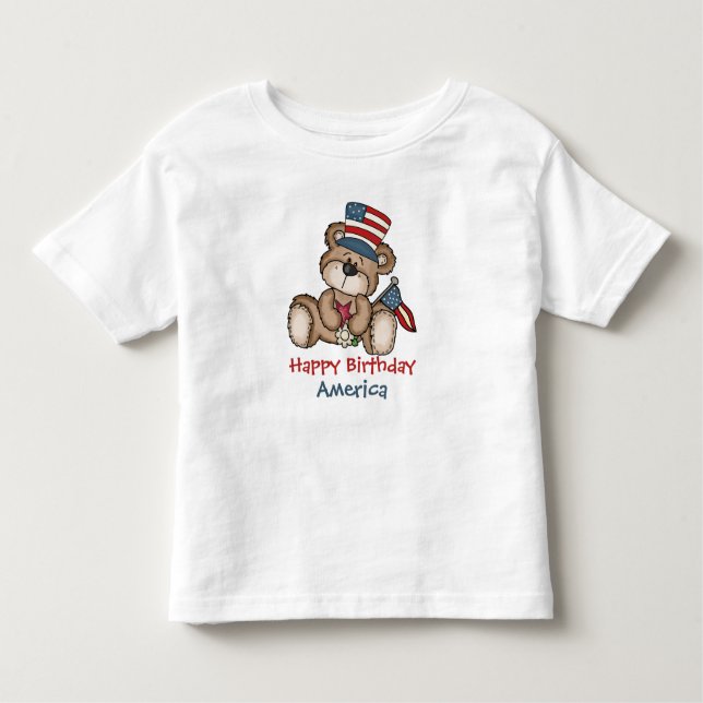 Happy Birthday America 4th of July bear T-Shirt (Front)