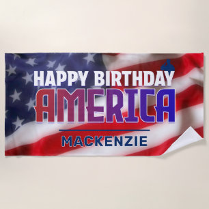 HAPPY BIRTHDAY AMERICA BEACH TOWEL