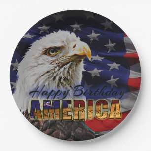 Happy Birthday America, Eagle BG - Paper Plates