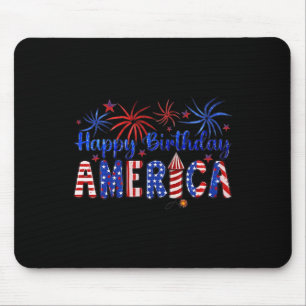 Happy Birthday America Firework Usa Flag 4th Of Ju Mouse Pad