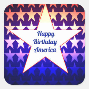 Happy Birthday America Personalise Square Sticker