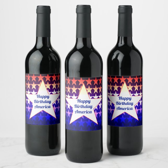 Happy  Birthday America  Personalise Wine Label (Bottles)