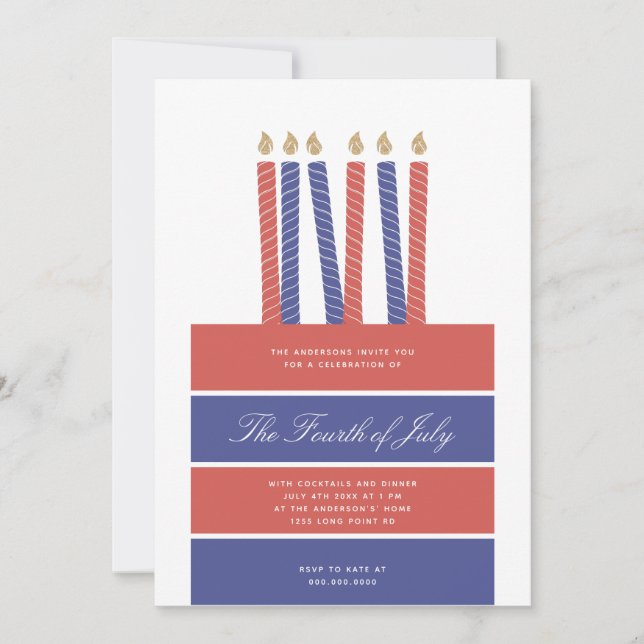 Happy Birthday America Red Blue 4th of July Party Invitation (Front)