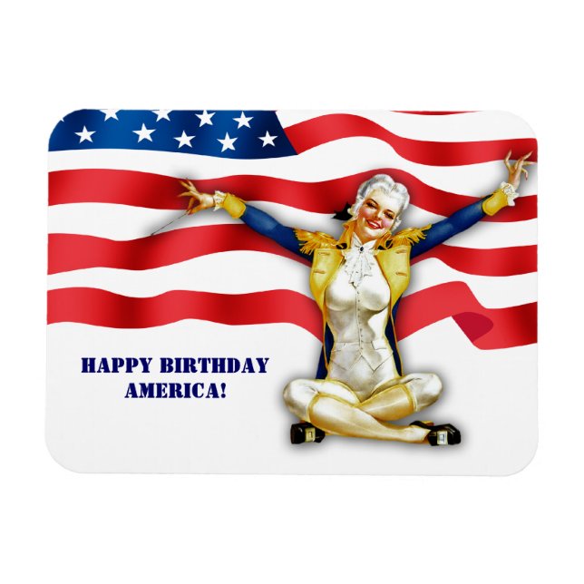 Happy Birthday, America. Retro Pin-Up  Magnet (Horizontal)