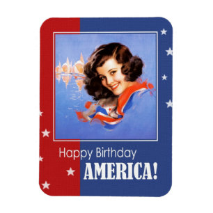 Happy Birthday, America. Retro Pin-Up  Magnet