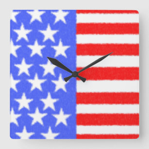 Happy Birthday America Square Wall Clock
