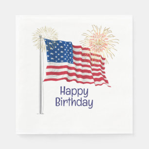 Happy Birthday American Flag Napkin