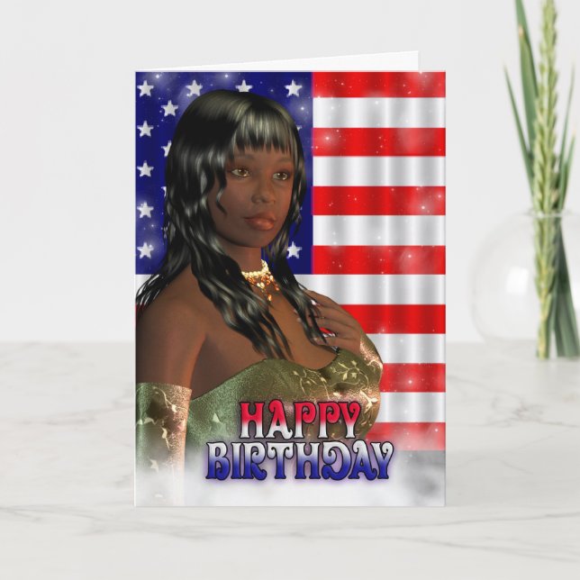 Happy Birthday, American Flag, USA Card (Front)