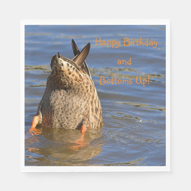 Happy Birthday and Bottoms Up Napkin (Front)