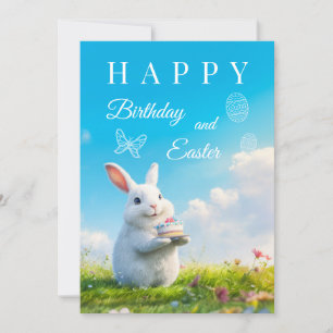 Happy Birthday and Easter Bunny Holiday Card