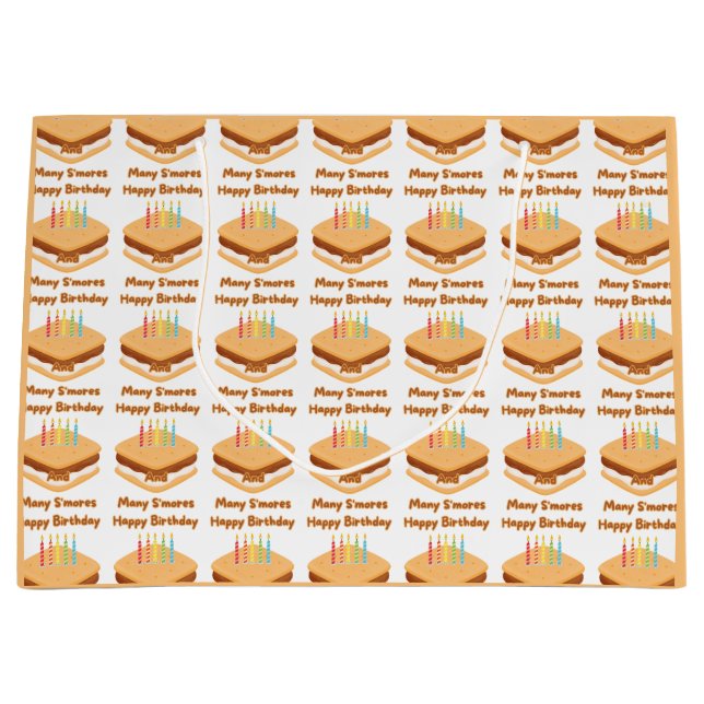 Happy Birthday And Many S'mores Large Gift Bag (Front)