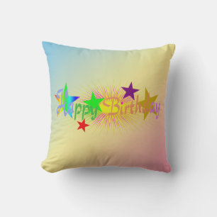 Happy Birthday and Stars - Cushion