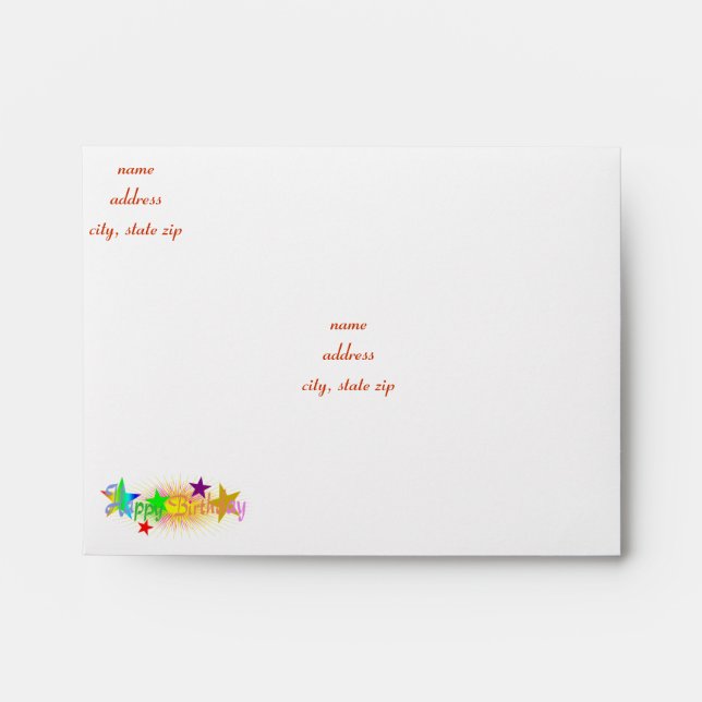 Happy Birthday and Stars - Envelope (Front)