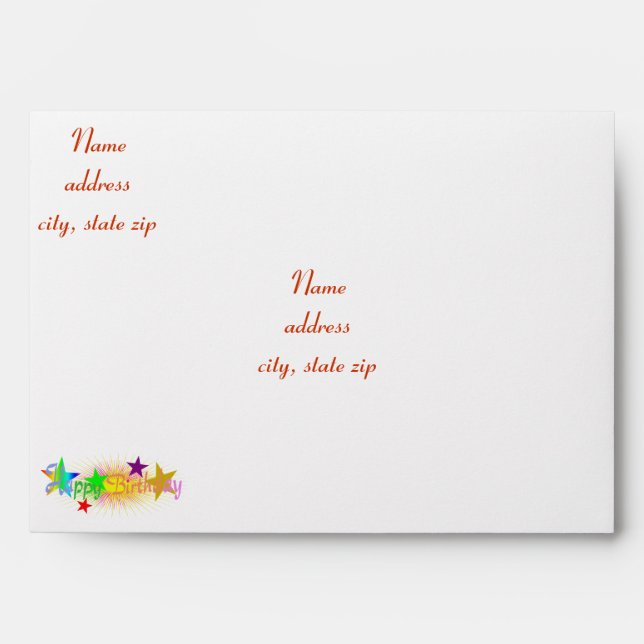 Happy Birthday and Stars - Envelope (Front)