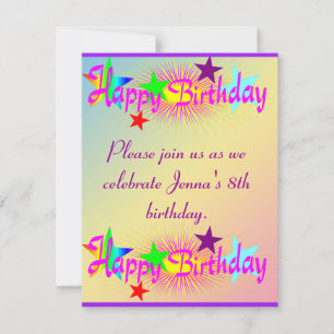 Happy Birthday and Stars - Invitation
