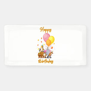 Happy Birthday Animal Collection 2x1 Vinyl Banner