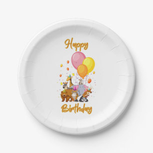 Happy Birthday Animal Collection Paper Plates