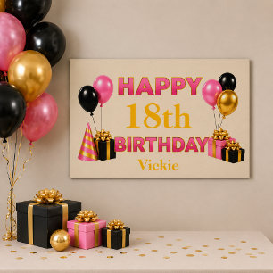 Happy Birthday Any Age Beige Poster