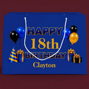 Happy Birthday Any Age Blue Large Gift Bag