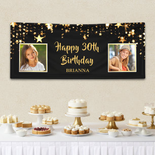 Happy Birthday ANY AGE Blue Stars Personalised Banner