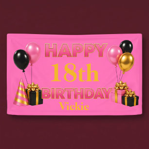 Happy Birthday Any Age Pink Banner