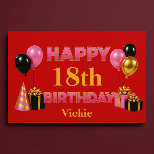 Happy Birthday Any Age Red Poster