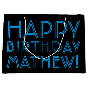 Happy Birthday (ANY NAME)   Blue & Black (or diy) Large Gift Bag