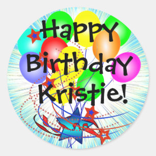 Happy Birthday & Any Name Fun Birthday Stickers