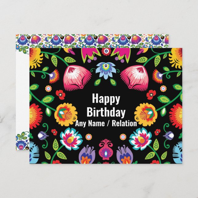 🎁 Happy Birthday any name horizontal folklore Pos Postcard (Front/Back)