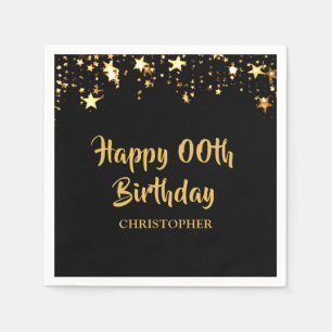 Happy Birthday ANY YEAR Gold Stars Personalised Napkin