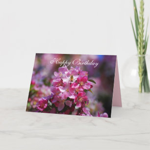Happy Birthday Apple Blossoms, Honey Bee Card