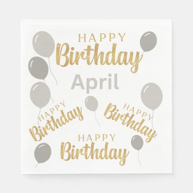 Happy birthday April birthdays Paper Napkin (Front)
