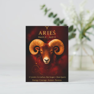 Happy Birthday Aries   Birthstone Post Card 