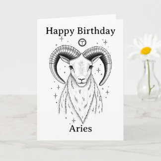 Happy Birthday Aries Ram Hand-drawn Card