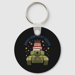 Happy Birthday Army Squad Military Kids Key Ring