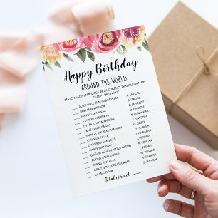 Happy Birthday around the world Birthday Game Card