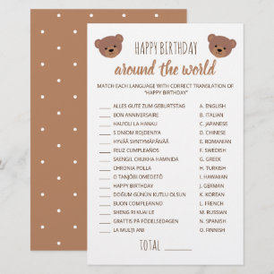 Happy Birthday Around The World Game Teddy Bear 